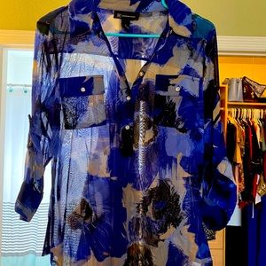 Blue patterned blouse